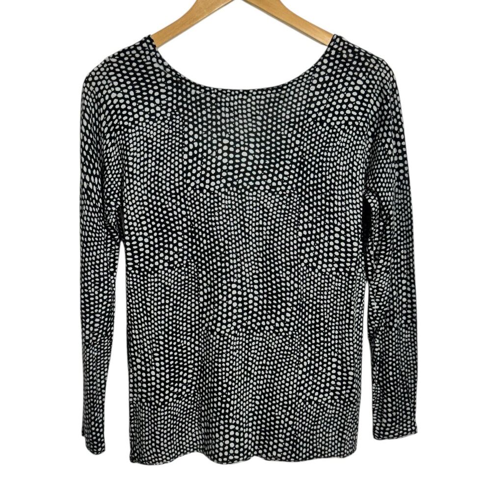 Kokun Top Women M Black White Abstract Print Bamboo Cashmere Quite Luxury Casual
